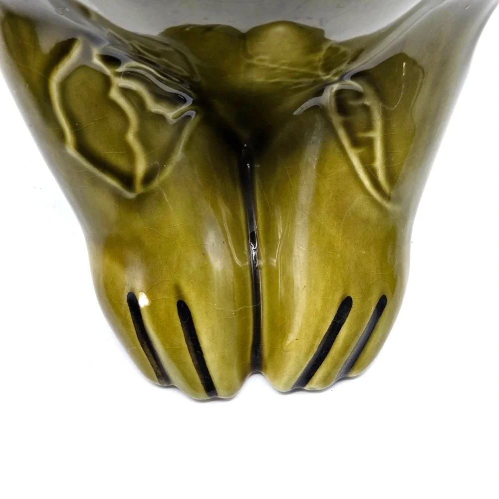 VINTAGE Olive Green Bunny Rabbit Shaped Cookie Jar‎ Doranne of California RETRO